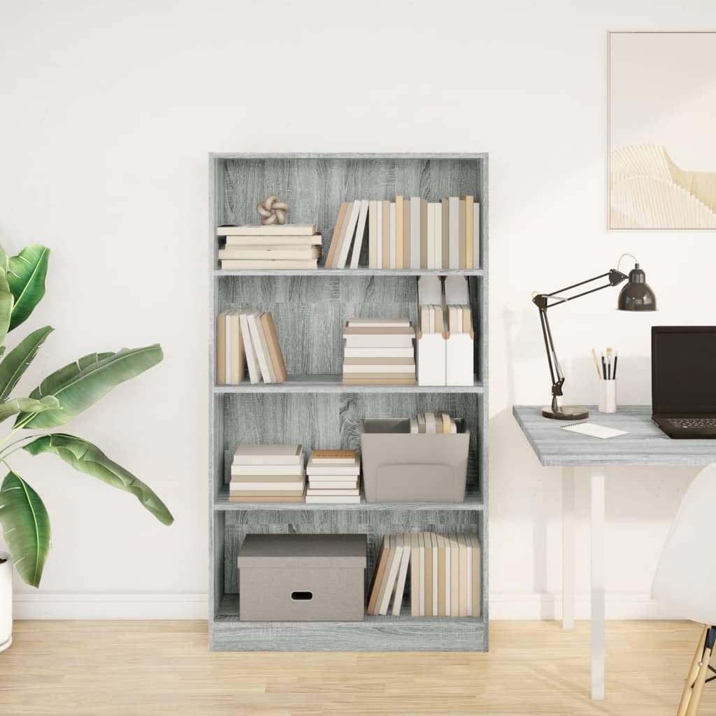 Bookcase Grey Sonoma 80x24x143 cm Engineered Wood