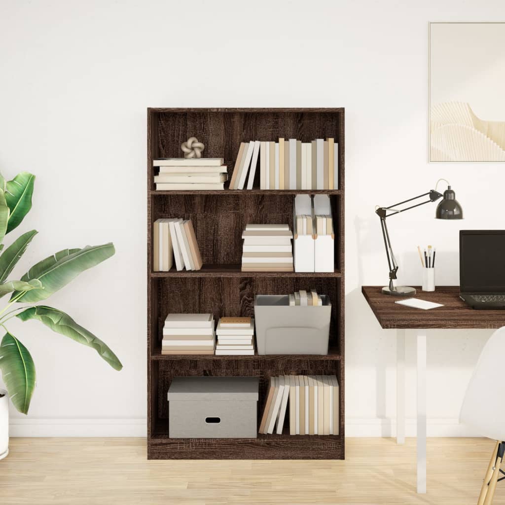 Bookcase Brown Oak 80x24x143 cm Engineered Wood