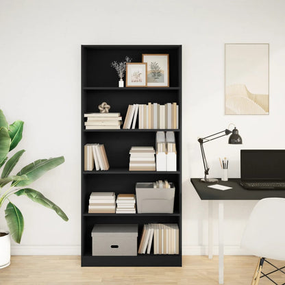 Bookcase Black 80x24x176 cm Engineered Wood