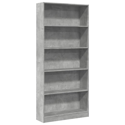 Bookcase Concrete Grey 80x24x176 cm Engineered Wood