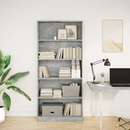 Bookcase Concrete Grey 80x24x176 cm Engineered Wood