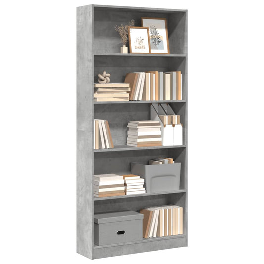 Bookcase Concrete Grey 80x24x176 cm Engineered Wood