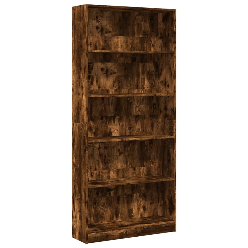 Bookcase Smoked Oak 80x24x176 cm Engineered Wood