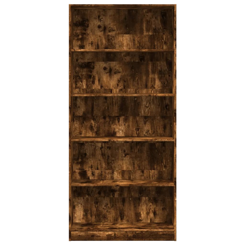 Bookcase Smoked Oak 80x24x176 cm Engineered Wood