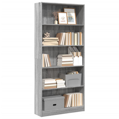 Bookcase Grey Sonoma 80x24x176 cm Engineered Wood