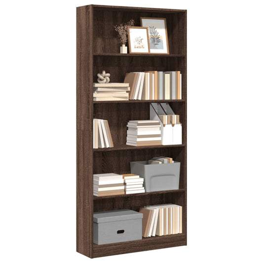 Bookcase Brown Oak 80x24x176 cm Engineered Wood