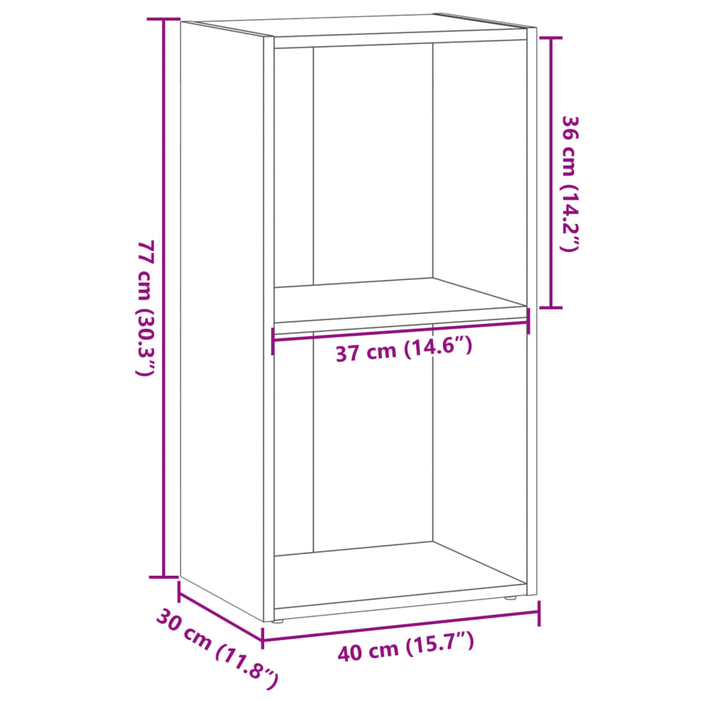 Bookcase Brown Oak 40x30x77 cm Engineered Wood