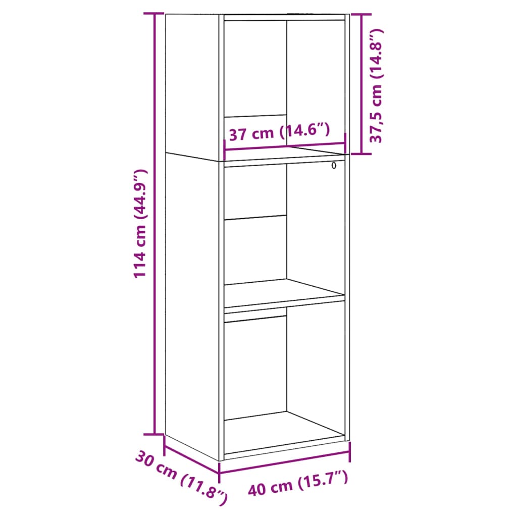 Bookcase White 40x30x114 cm Engineered Wood