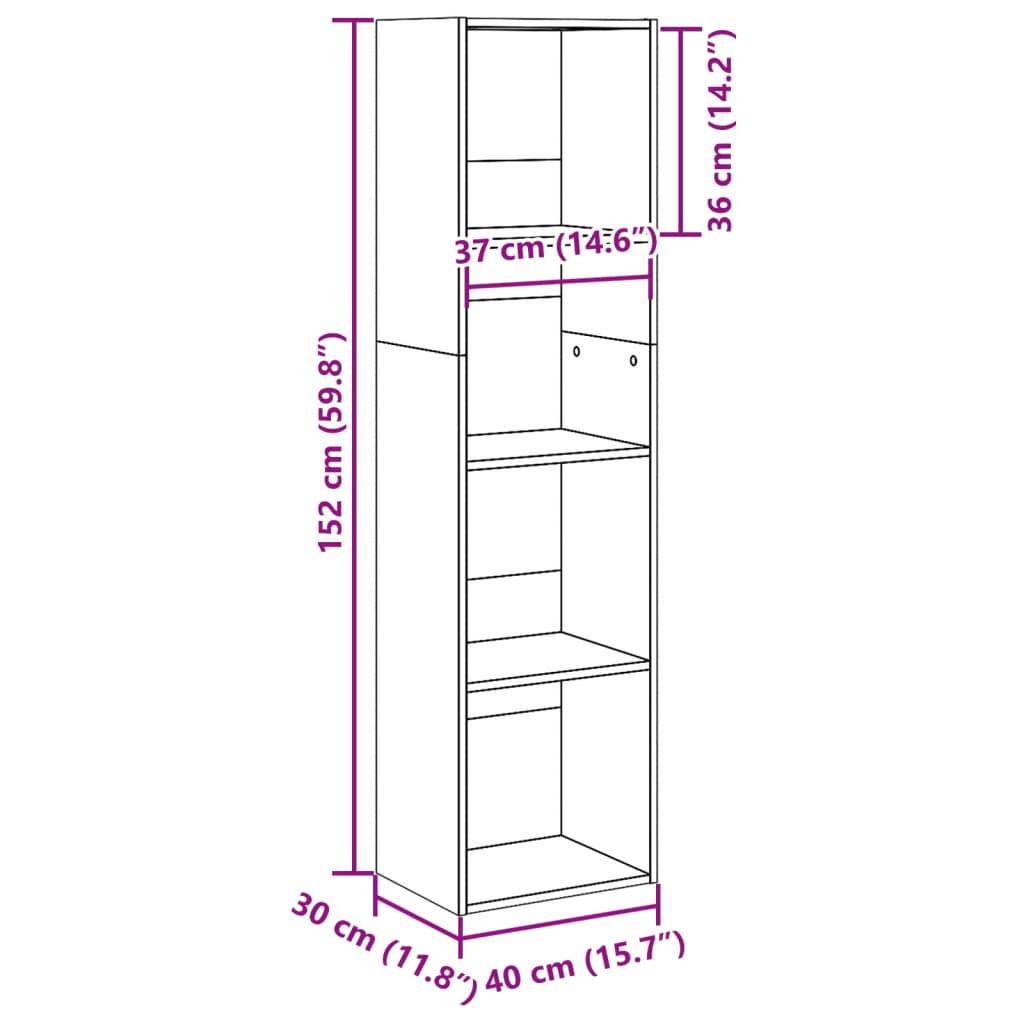 Bookcase White 40x30x152 cm Engineered Wood