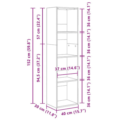 Bookcase Concrete Grey 40x30x152 cm Engineered Wood