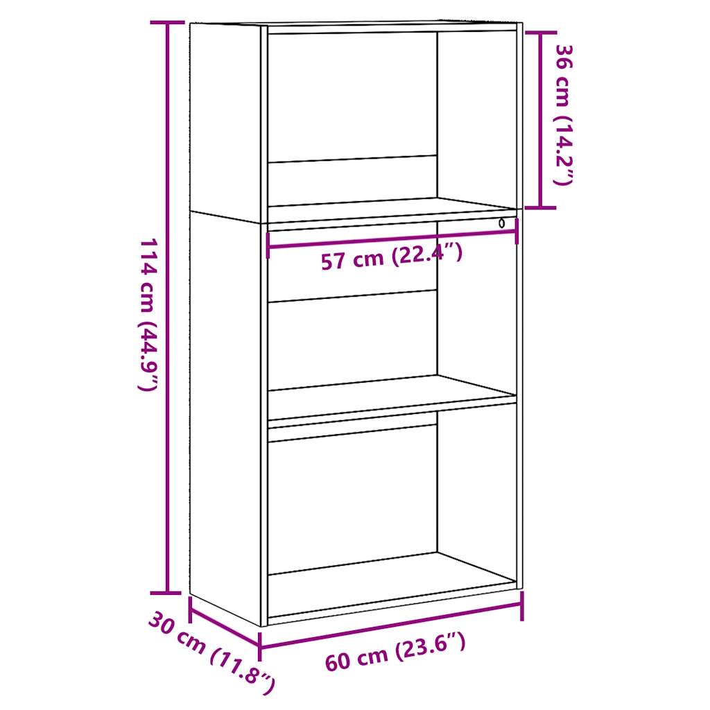 Bookcase Smoked Oak 60x30x114 cm Engineered Wood