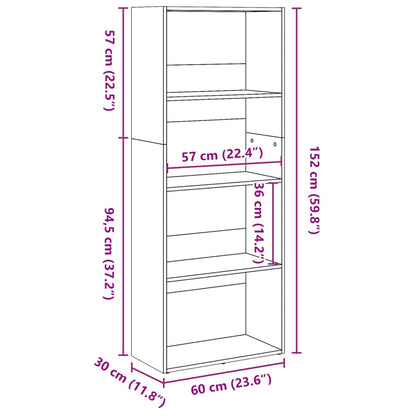 Bookcase Black 60x30x152 cm Engineered Wood