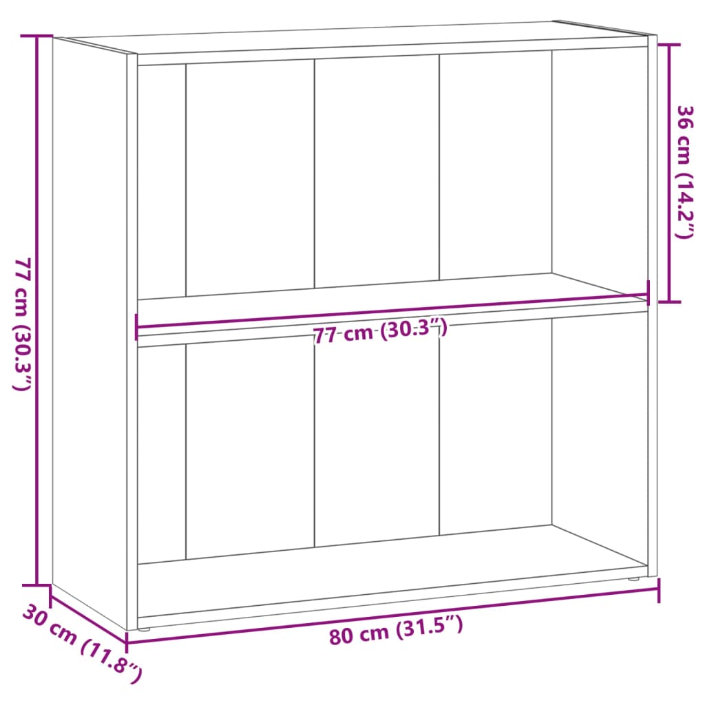 Bookcase Smoked Oak 80x30x77 cm Engineered Wood