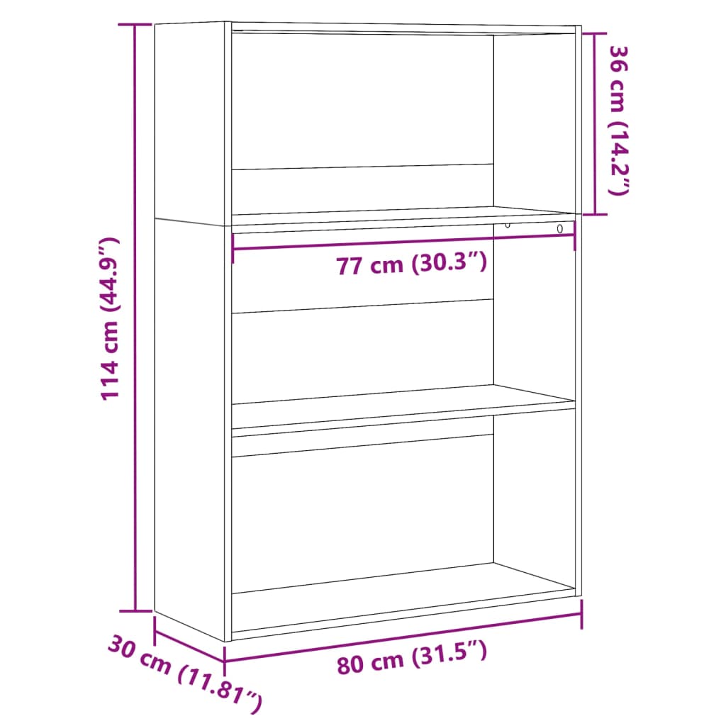 Bookcase Black 80x30x114 cm Engineered Wood