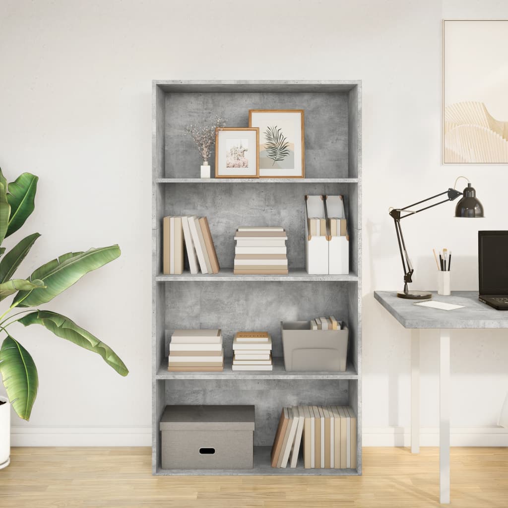 Bookcase Concrete Grey 80x30x152 cm Engineered Wood