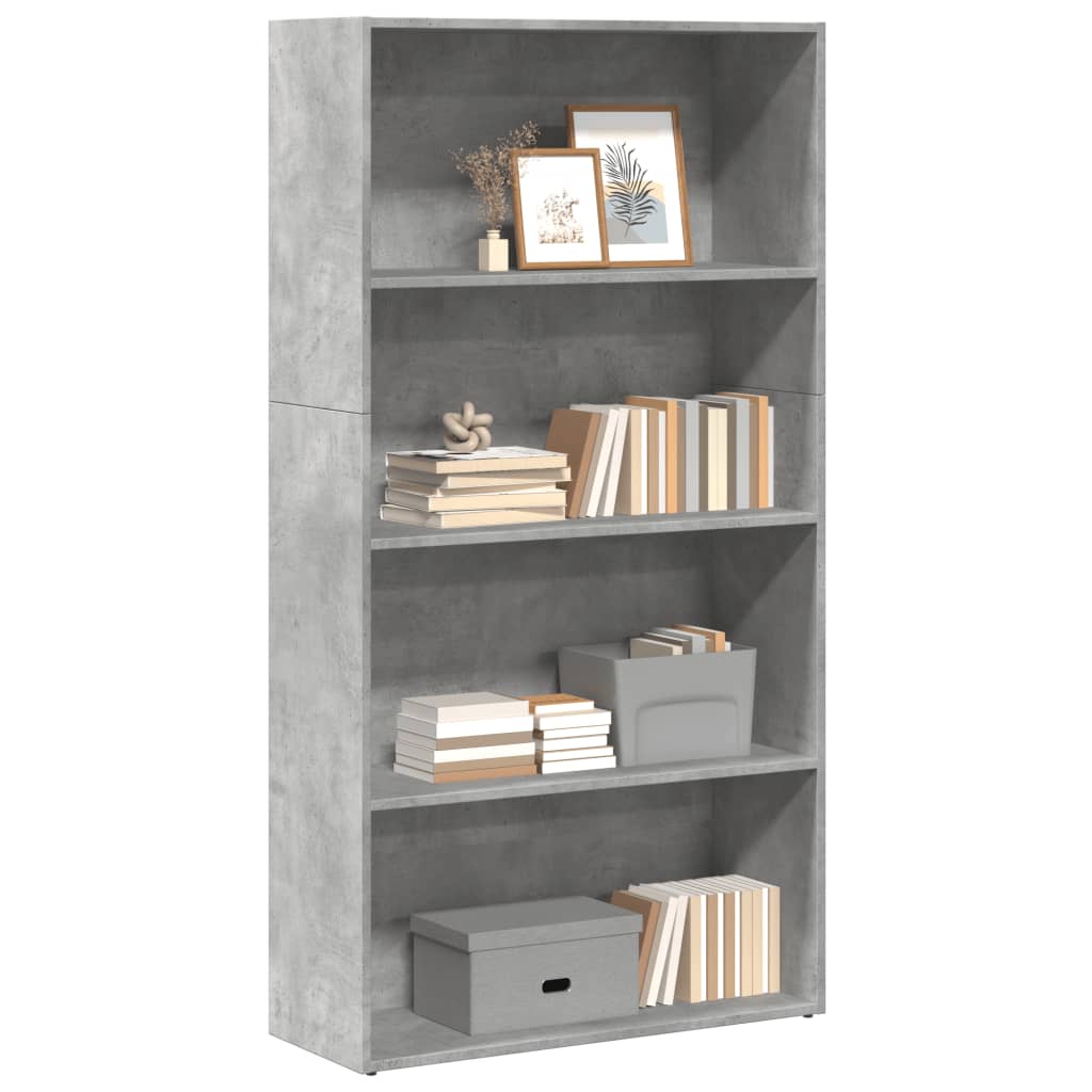 Bookcase Concrete Grey 80x30x152 cm Engineered Wood