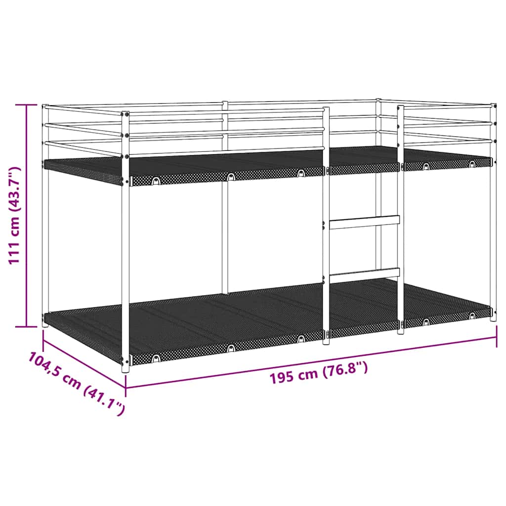 Bunk Bed without Mattress Black 100x190 cm Steel