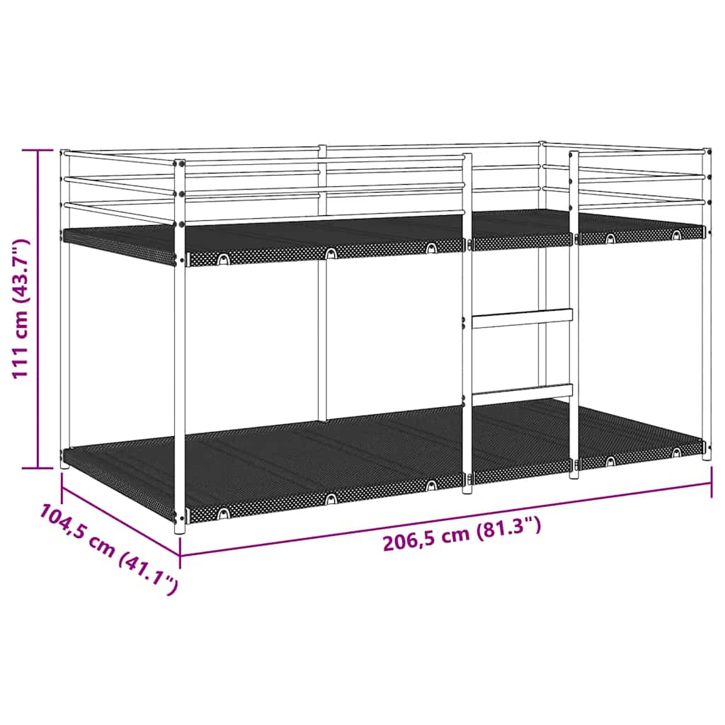 Bunk Bed without Mattress White 100x200 cm Steel