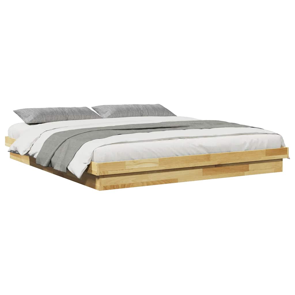 Bed Frame without Mattress 200x200 cm Solid Wood Oak
