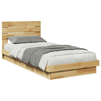 Bed Frame with Headboard without Mattress 75x190 cm Small Single Solid Wood Oak