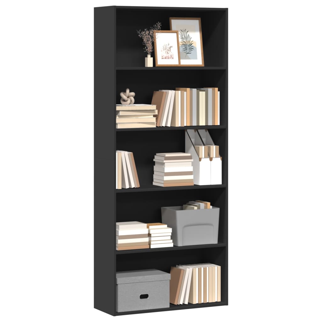 Book Cabinet Black 80x30x189 cm Engineered Wood