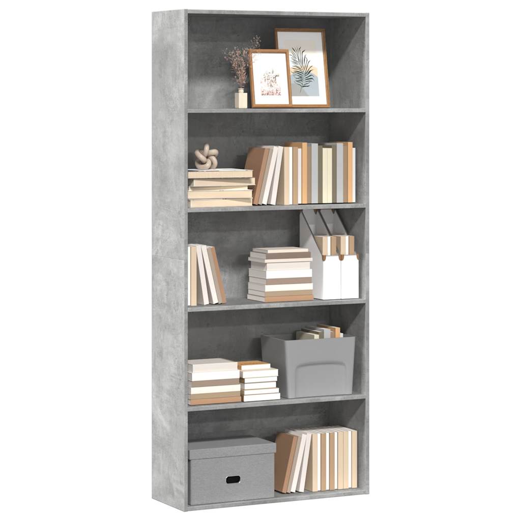 Book Cabinet Concrete Grey 80x30x189 cm Engineered Wood