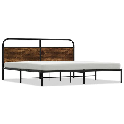 Metal Bed Frame without Mattress Smoked Oak 200x200 cm
