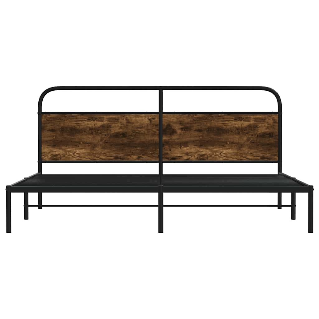 Metal Bed Frame without Mattress Smoked Oak 200x200 cm