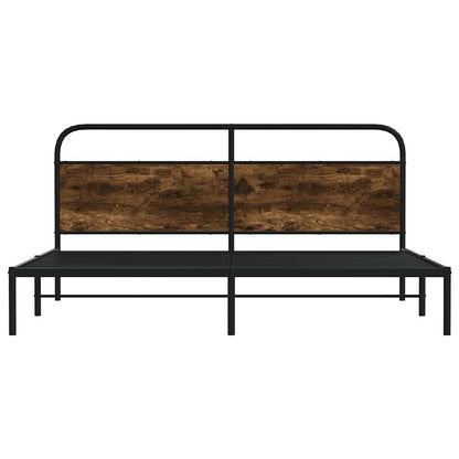 Metal Bed Frame without Mattress Smoked Oak 200x200 cm