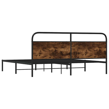 Metal Bed Frame without Mattress Smoked Oak 200x200 cm