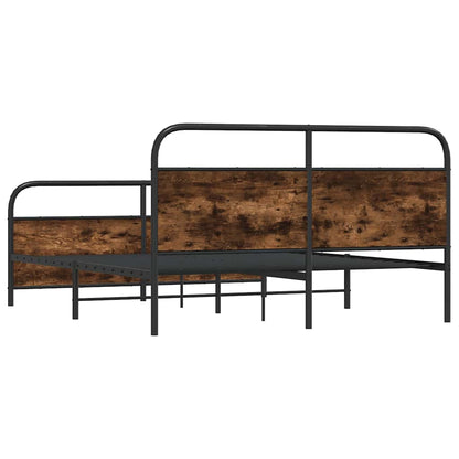 Metal Bed Frame without Mattress Smoked Oak 180x200 cm Super King