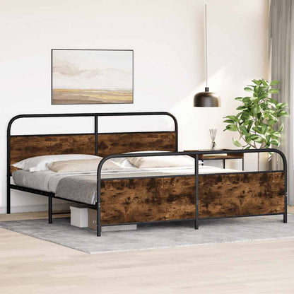 Metal Bed Frame without Mattress Smoked Oak 183x213 cm