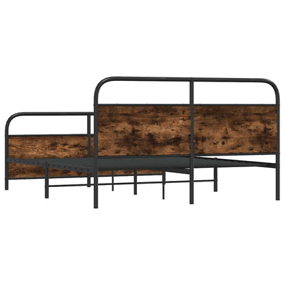 Metal Bed Frame without Mattress Smoked Oak 183x213 cm