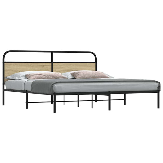 Metal Bed Frame without Mattress Sonoma Oak 183x213 cm