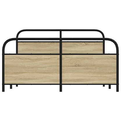 Metal Bed Frame without Mattress Sonoma Oak 150x200 cm King Size