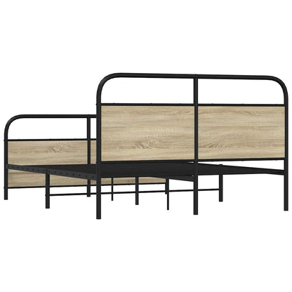 Metal Bed Frame without Mattress Sonoma Oak 150x200 cm King Size