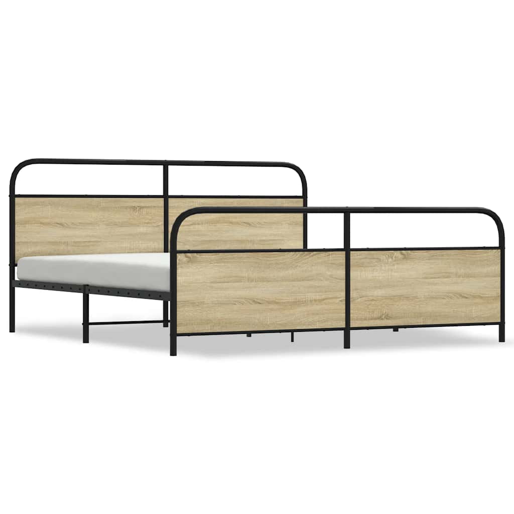 Metal Bed Frame without Mattress Sonoma Oak 180x200 cm Super King