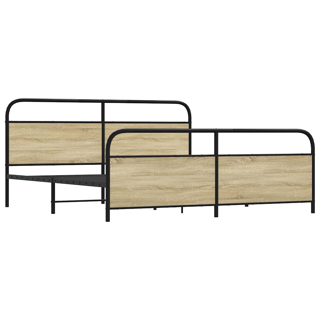 Metal Bed Frame without Mattress Sonoma Oak 180x200 cm Super King