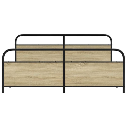 Metal Bed Frame without Mattress Sonoma Oak 180x200 cm Super King