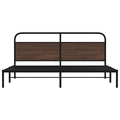 Metal Bed Frame without Mattress Brown Oak 180x200 cm Super King