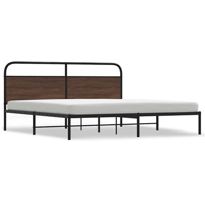 Metal Bed Frame without Mattress Brown Oak 193x203 cm