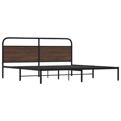 Metal Bed Frame without Mattress Brown Oak 193x203 cm