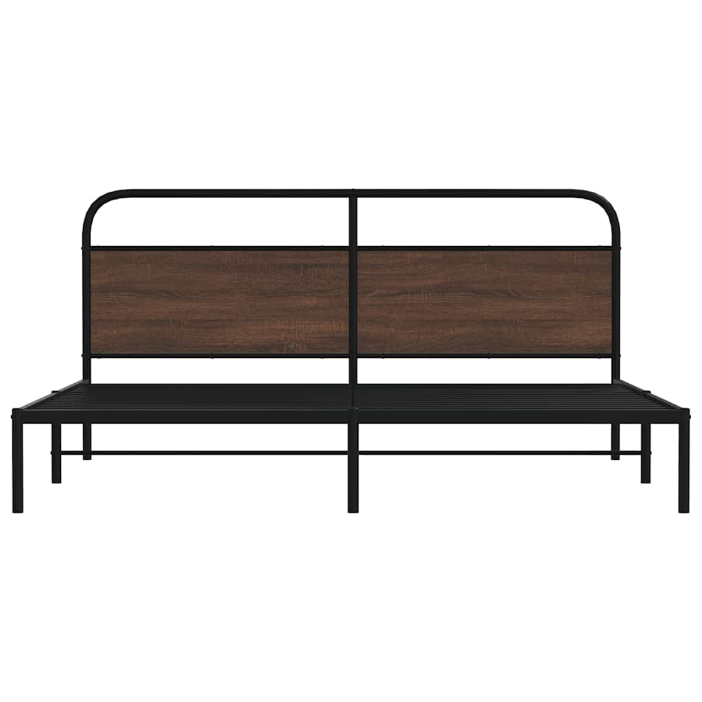 Metal Bed Frame without Mattress Brown Oak 193x203 cm
