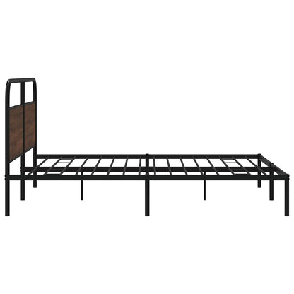 Metal Bed Frame without Mattress Brown Oak 193x203 cm