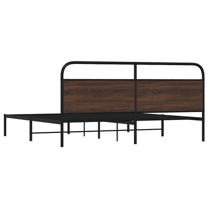 Metal Bed Frame without Mattress Brown Oak 193x203 cm