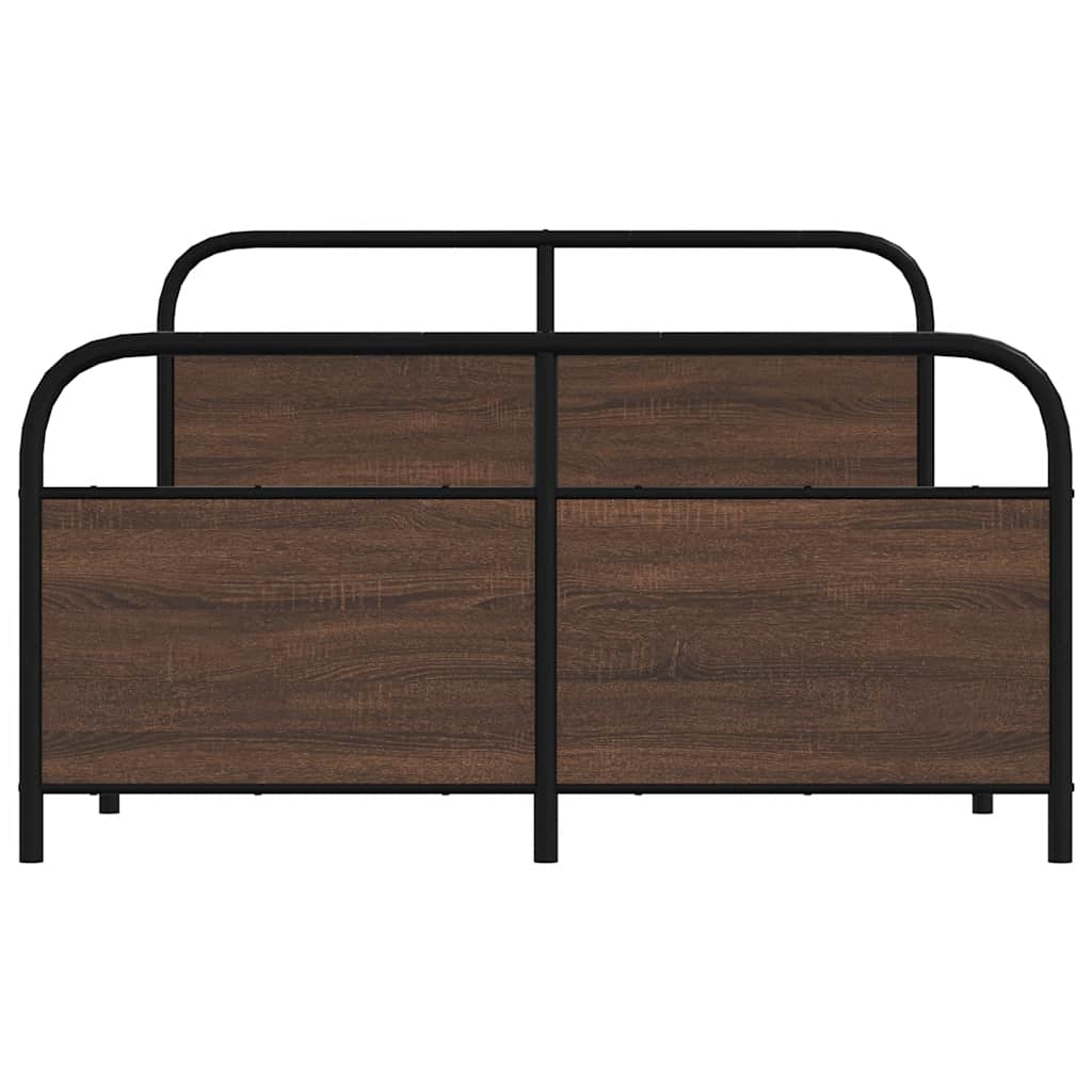 Metal Bed Frame without Mattress Brown Oak 140x200 cm
