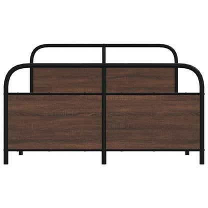 Metal Bed Frame without Mattress Brown Oak 140x200 cm