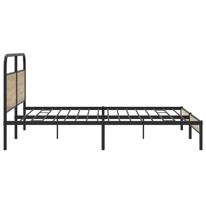 Metal Bed Frame without Mattress Smoked Oak 180x200 cm Super King