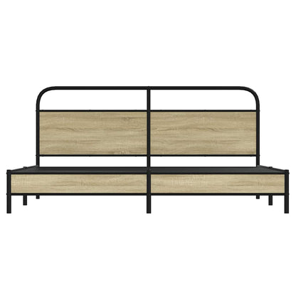 Metal Bed Frame without Mattress Sonoma Oak 200x200 cm