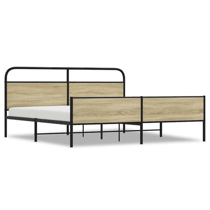 Metal Bed Frame without Mattress Sonoma Oak 193x203 cm